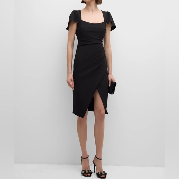 new Black Halo meredith flutter sleeve sheath cocktail gown - Picture 1 of 8